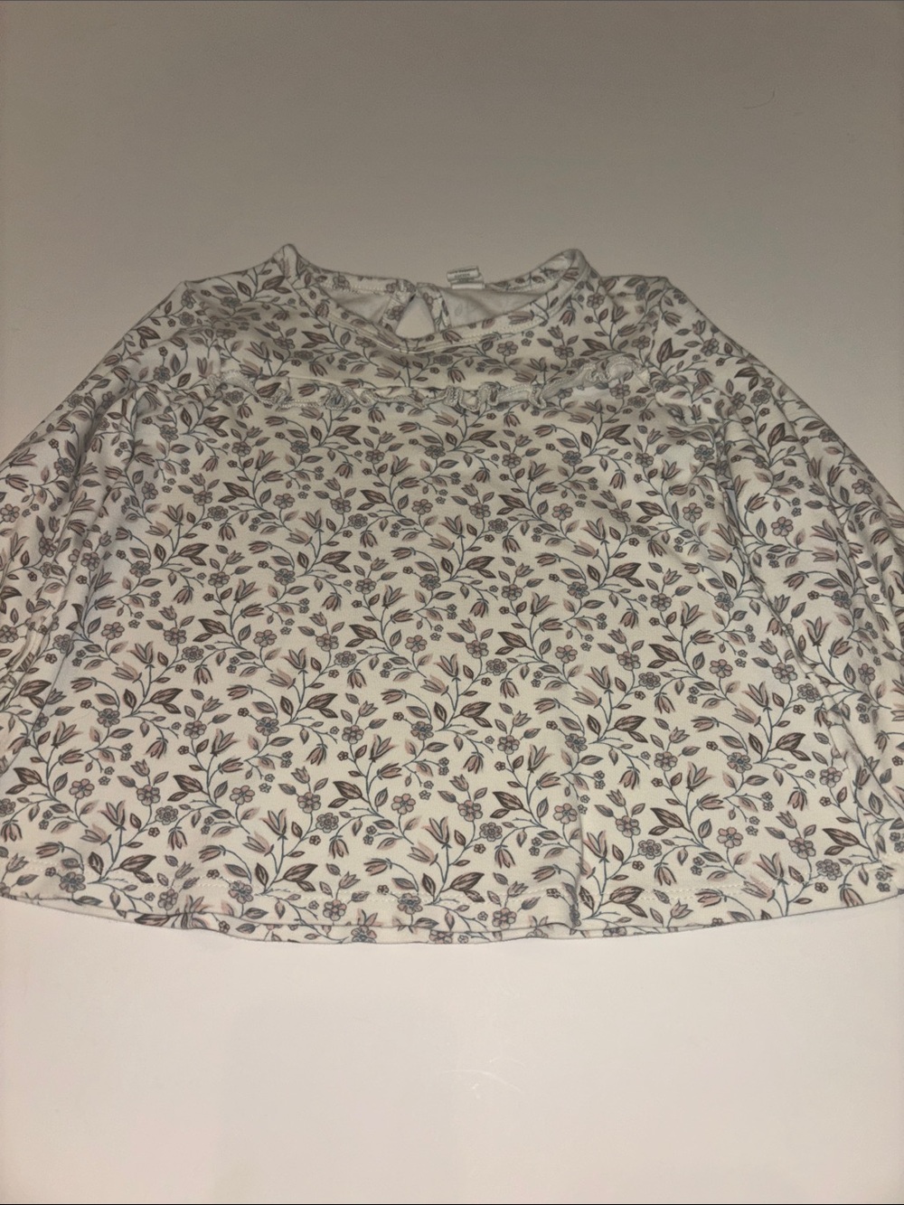 Colored Organics Cream Long-Sleeve Tee with Brown & Gray Leaf Print